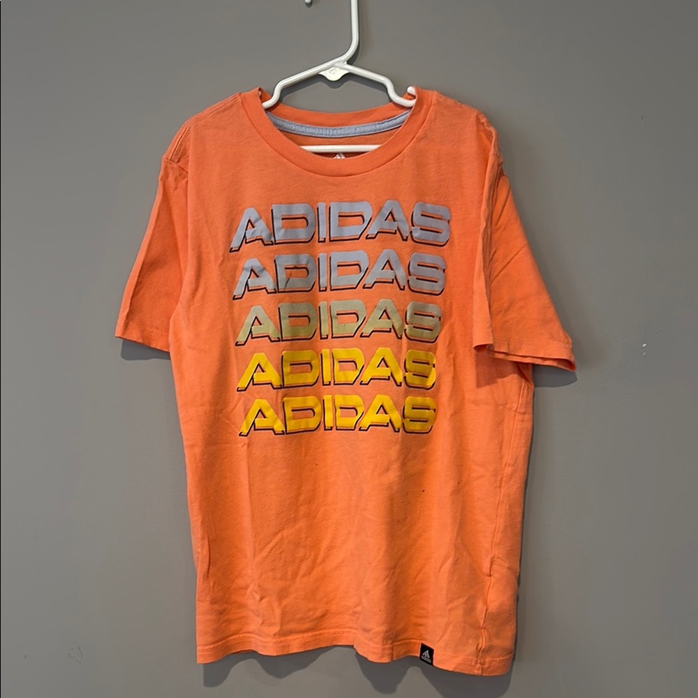 Adidas Branded Tangerine Short Sleeve Tee with Reflective Logo